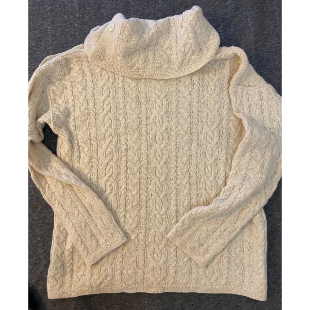 Vtg Lauren Ralph Lauren Womens Sweater XL Lambswool Cashmere Cable Knit Cream - Picture 4 of 4